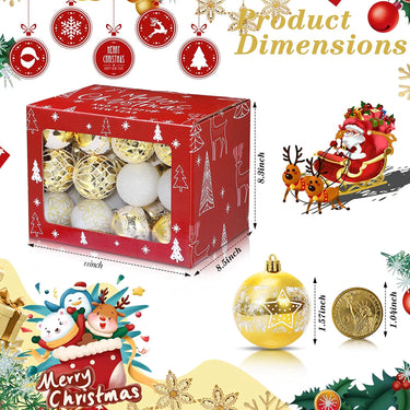 36 Pcs 2.76 Inch Christmas Ball Ornaments Christmas Tree Hanging Decoration Plastic Xmas Balls Set with Gift Box for Holiday Xmas Tree Wreath Garland Home Outdoor Decor